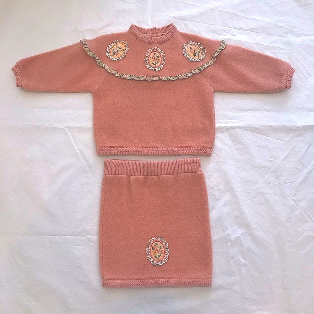 Italian Designer Toddler Fleece Top and Skirt